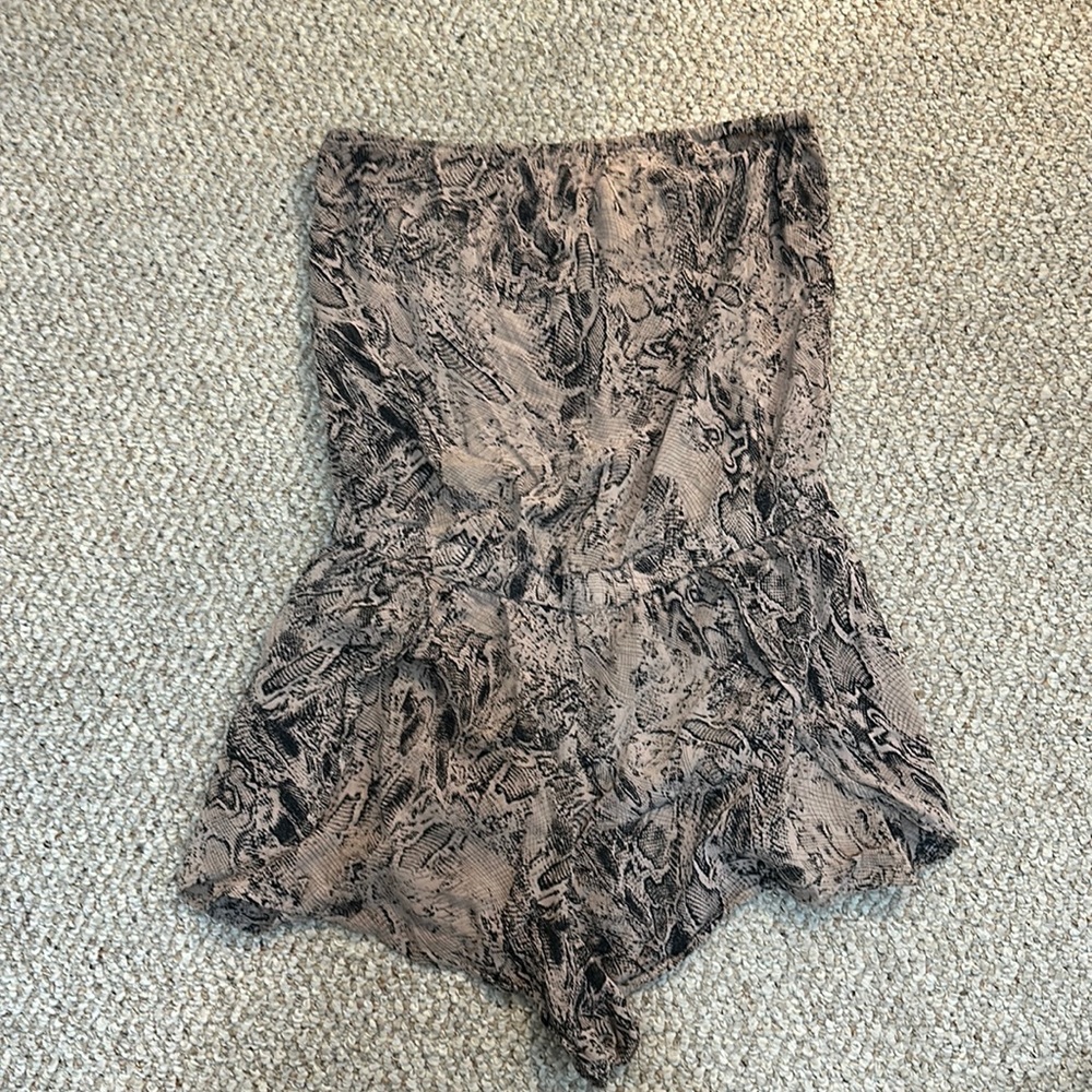Snake print strapless romper